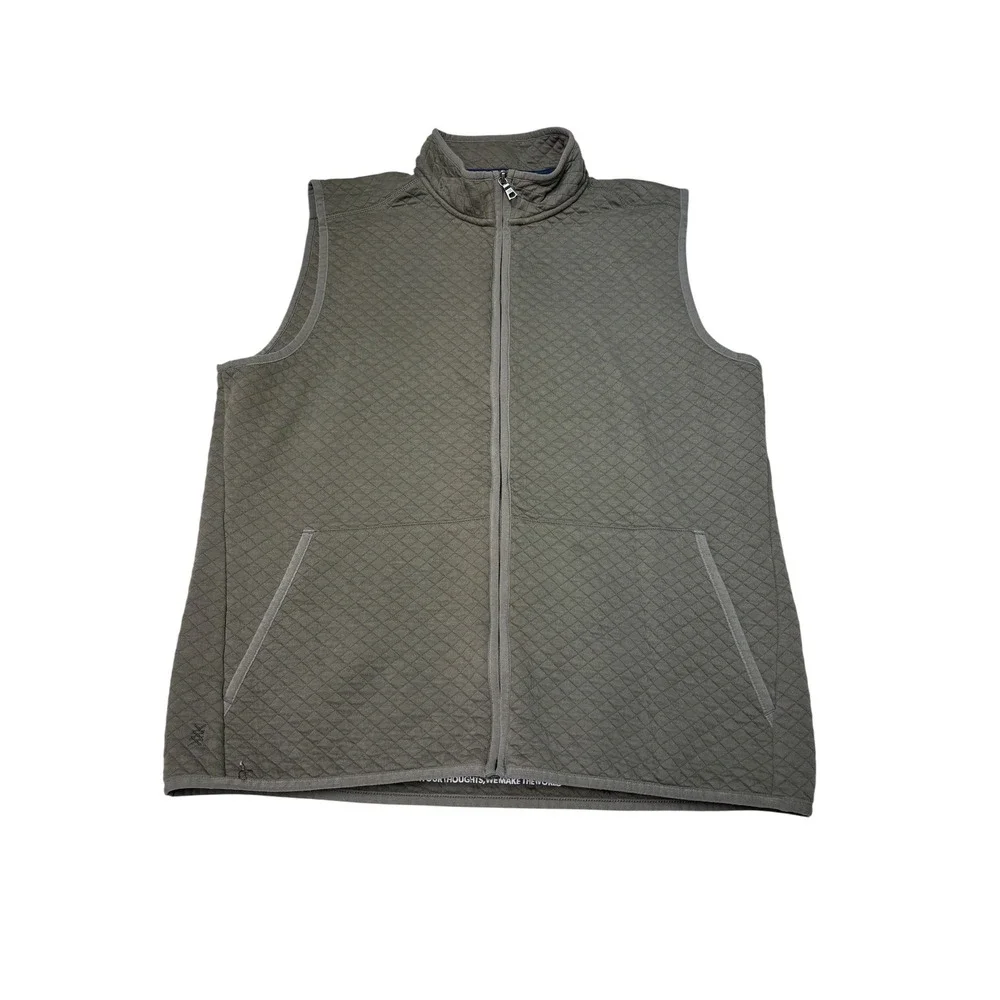 Rhone Gramercy Quilted Full Zip Vest Mens Large Olive Green 101669 Mock Neck
